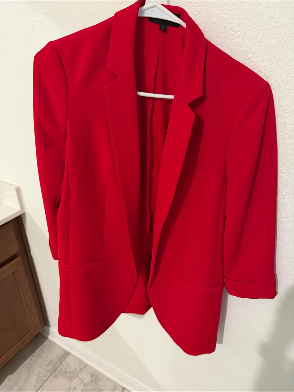 Express Vibrant Red Open-Front Blazer Jacket